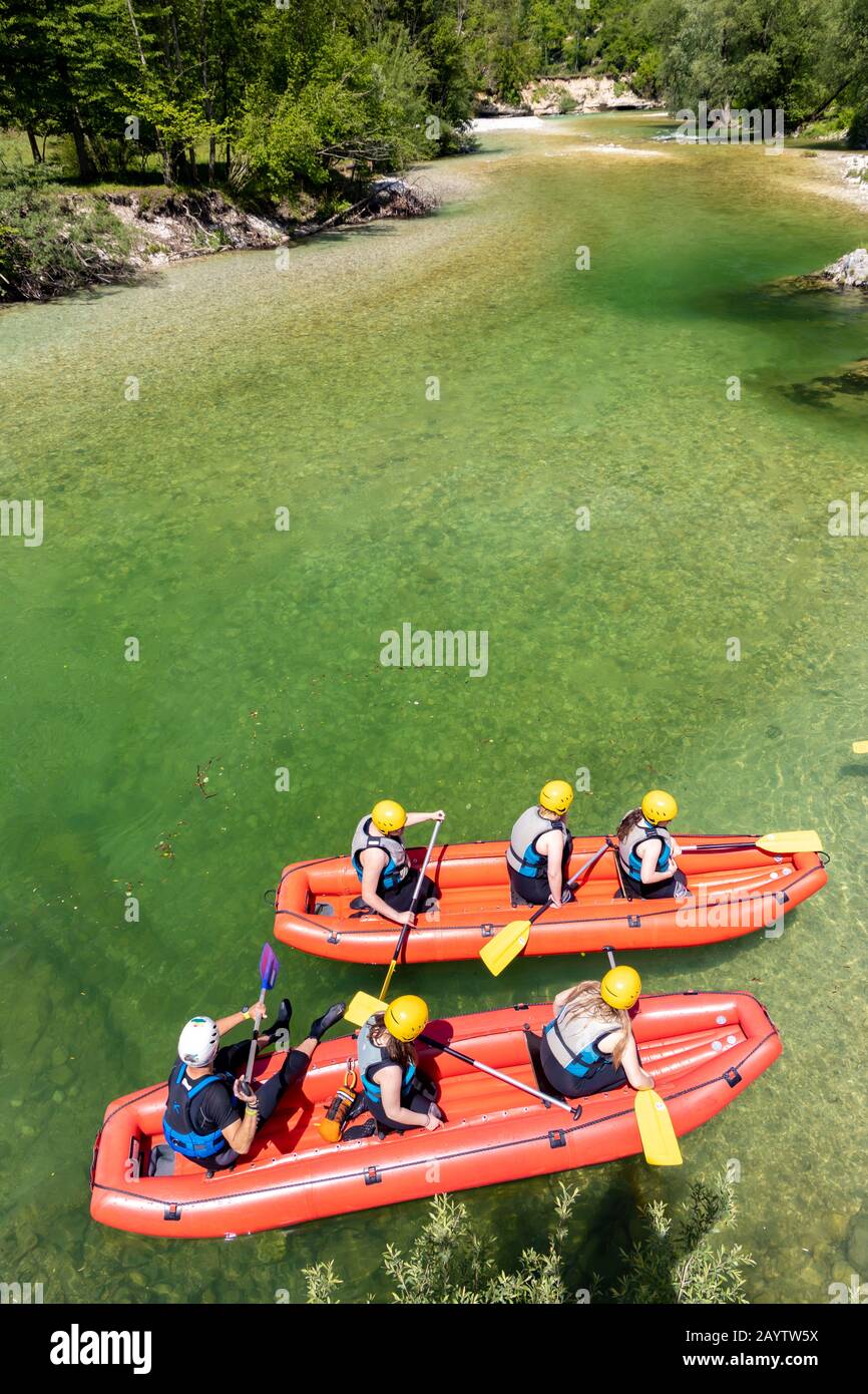 Rafting, Sava Bohinjka in Triglav national park, Slovenia Stock Photo
