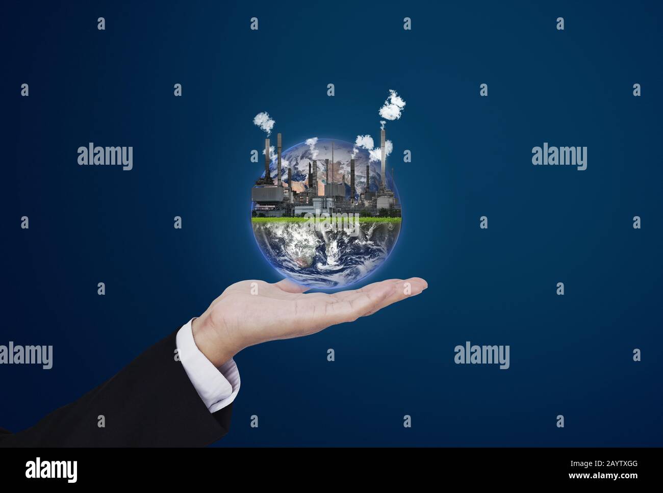Pollution, global warming and eco-friendly business concept. Element of this image are furnished by NASA Stock Photo
