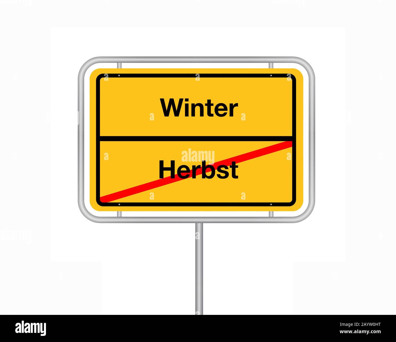 city limit sign lettering Herbst - Winter, autumn - winter, Germany Stock Photo