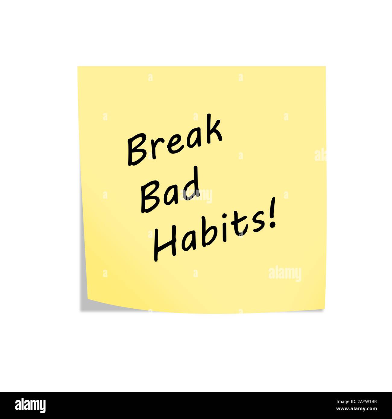 A Break bad habits reminder post note isolated on white with clipping path Stock Photo