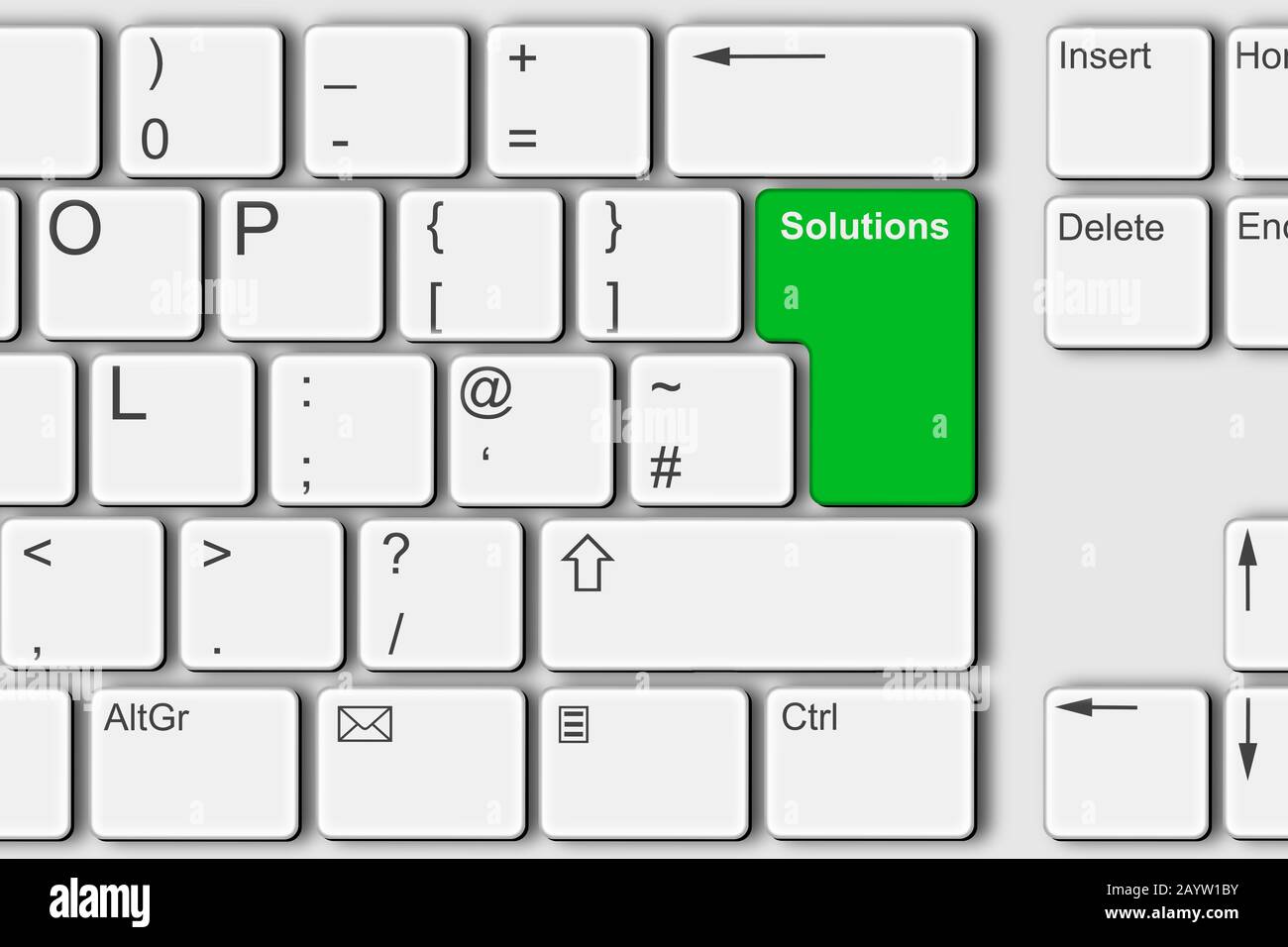 A Solutions concept PC computer keyboard illustration Stock Photo