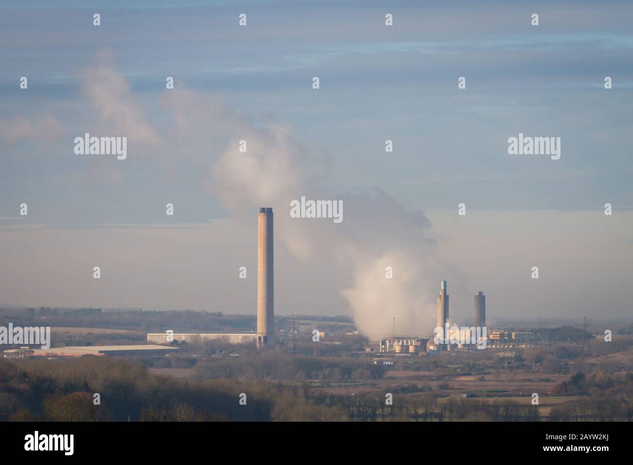 The remaining 655ft tall chimney at Didcot Power Station A, now demolished Stock Photo
