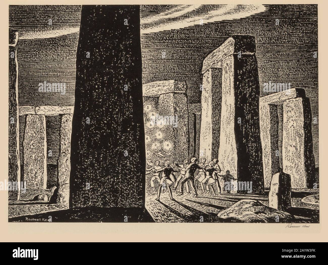 Christmas at Stonehenge. Museum PRIVATE COLLECTION. Author ROCKWELL