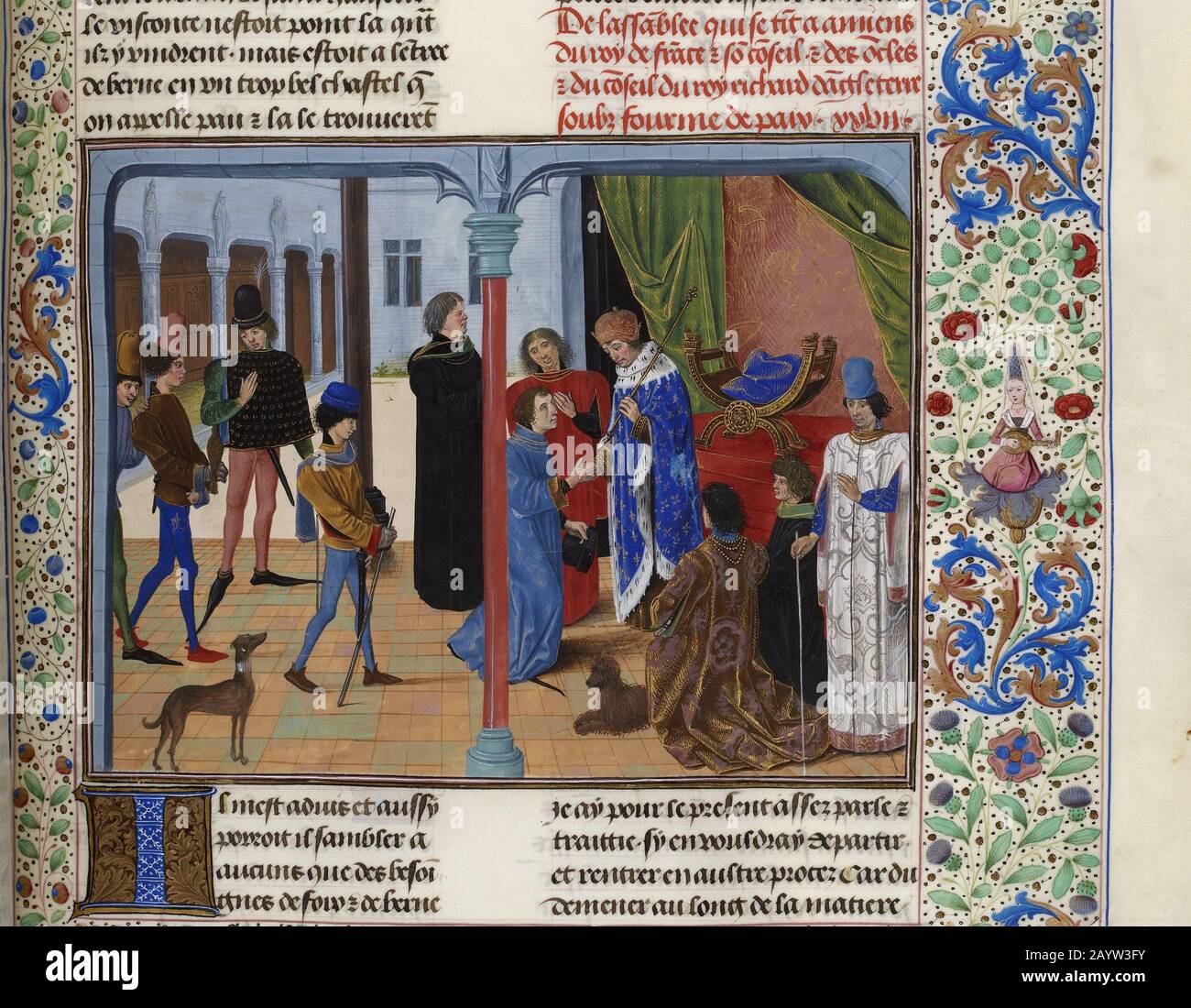 The Amiens Negotiations, 1392 (Miniature from the Grandes Chroniques de France by Jean Froissart). Museum: BIBLIOTHEQUE NATIONALE DE FRANCE. Author: ANONYMOUS. Stock Photo