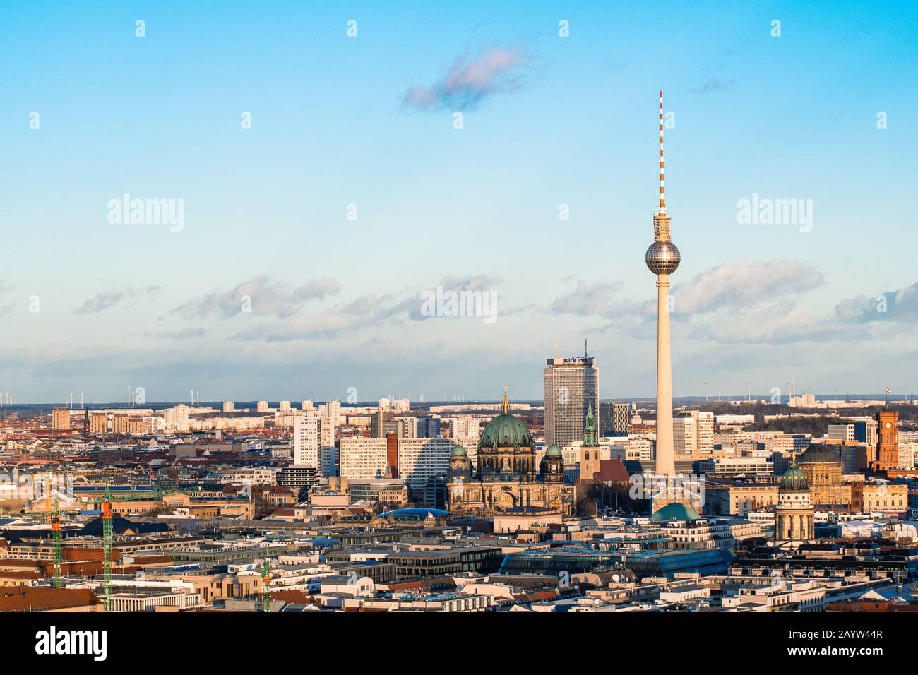 Aerial view of Berlin skyline, Germany tv tower Fernsehturm Stock Photo