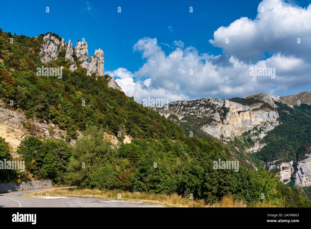 French countryside. Col de Rousset. View of the heights of the Vercors ...