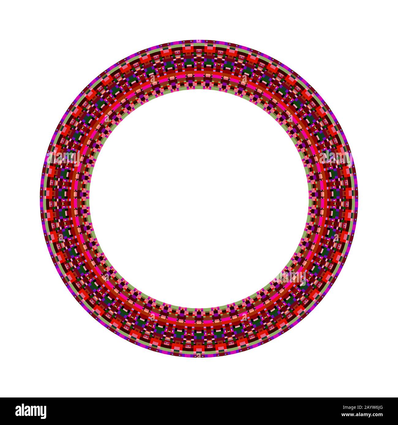 Tiled mosaic frame - geometrical circular abstract vector design element Stock Vector