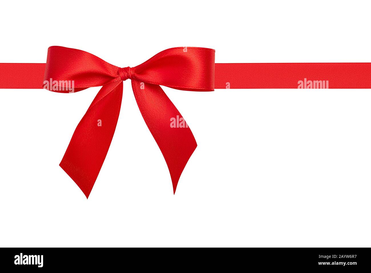 A gift wrapped in plain red paper with a raffia bow are set on a white  background. Horizontal shot. Isolated on white Stock Photo - Alamy