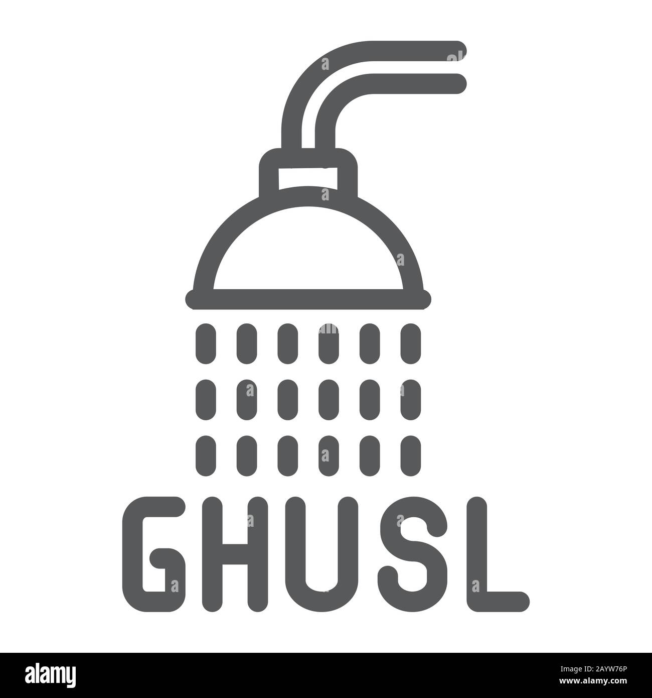 Islamic Ghusl line icon, ramadan and religion, shower sign, vector graphics, a linear pattern on