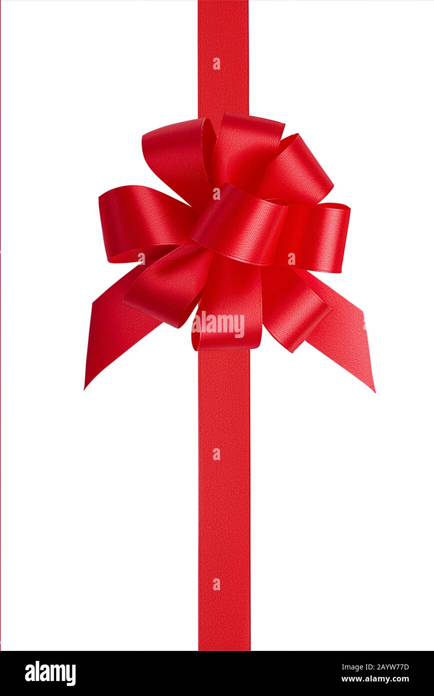 Red Satin Gift Bow Stock Photo - Download Image Now - Tied Bow