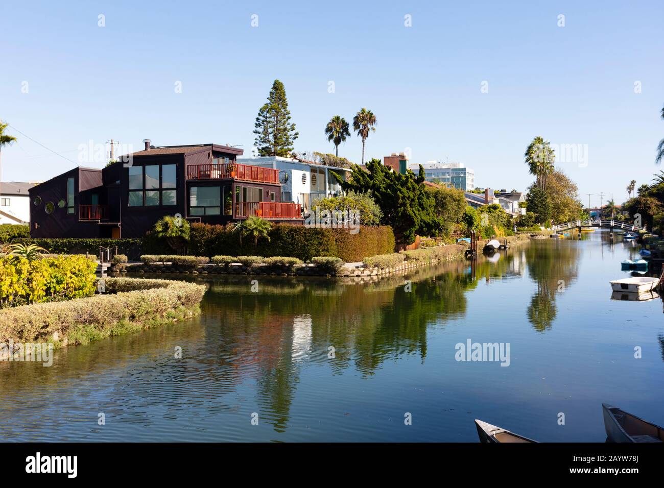 Luxury houses on Venice canals, Santa Monica, California, United States of america. USA. October 2019 Stock Photo