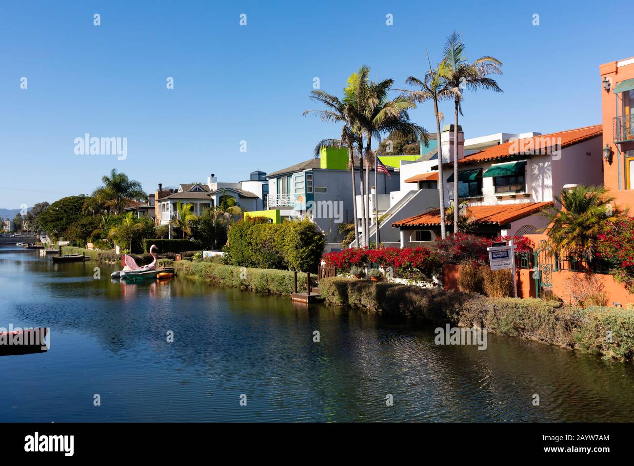Luxury houses on Venice canals, Santa Monica, California, United States of america. USA. October 2019 Stock Photo