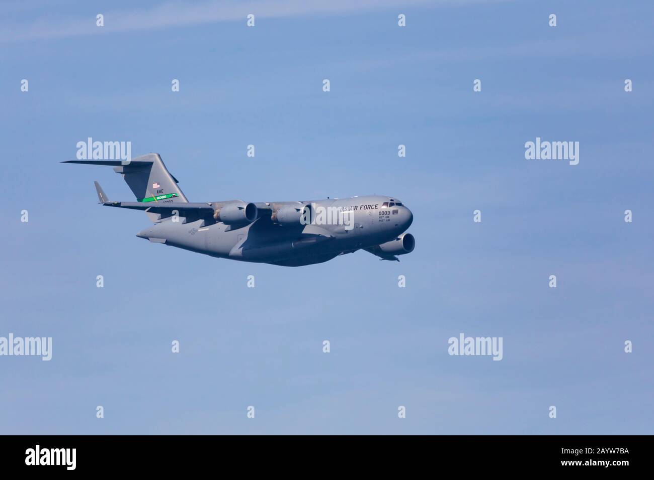 United States Air Force, USAF, Boeing C17 Globemaster transport aircraft, 60003,  from McChord airbase, displaying at San Francisco Fleet Week 2019. C Stock Photo