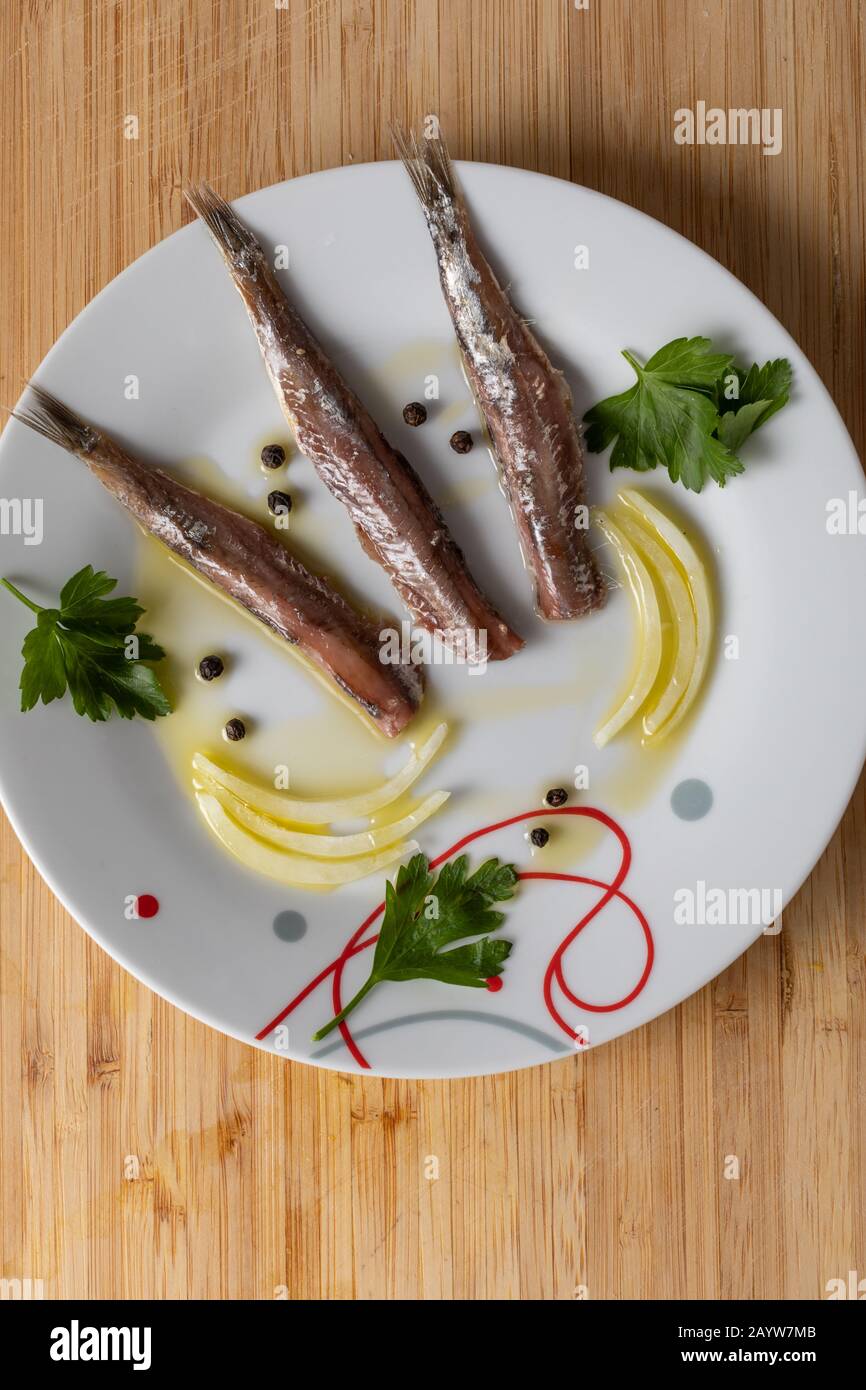 Traditional Dalmatian salted sardines,  Croatia Stock Photo