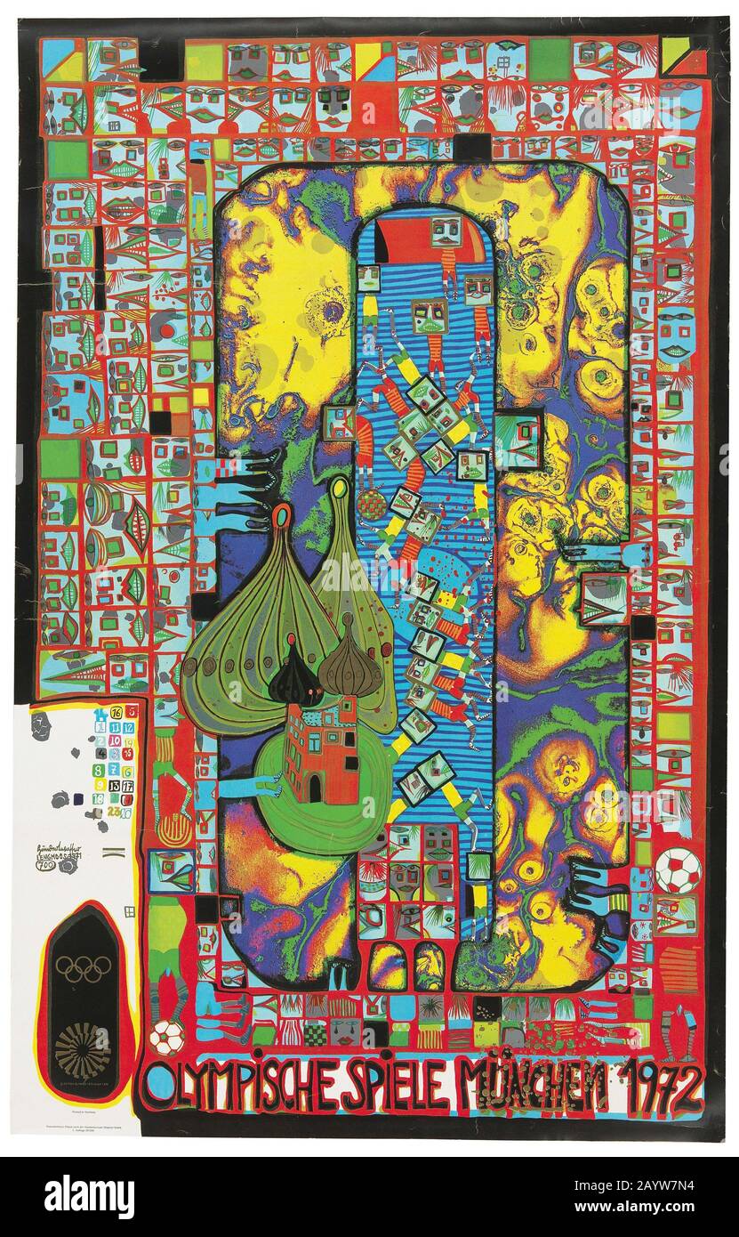 1972 Summer Olympics in Munich. Museum: PRIVATE COLLECTION. Author: FRIEDENSREICH HUNDERTWASSER. Stock Photo