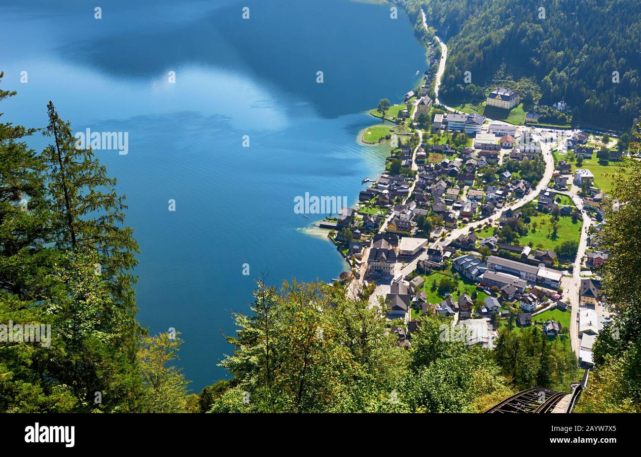 Lake view in Hallstatt town Stock Photo