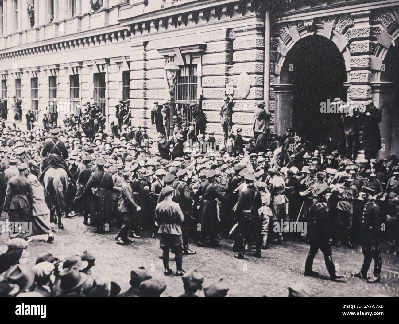 Cracow. Krakow. Poland. Workers manifestation in the city center 1923. Stock Photo