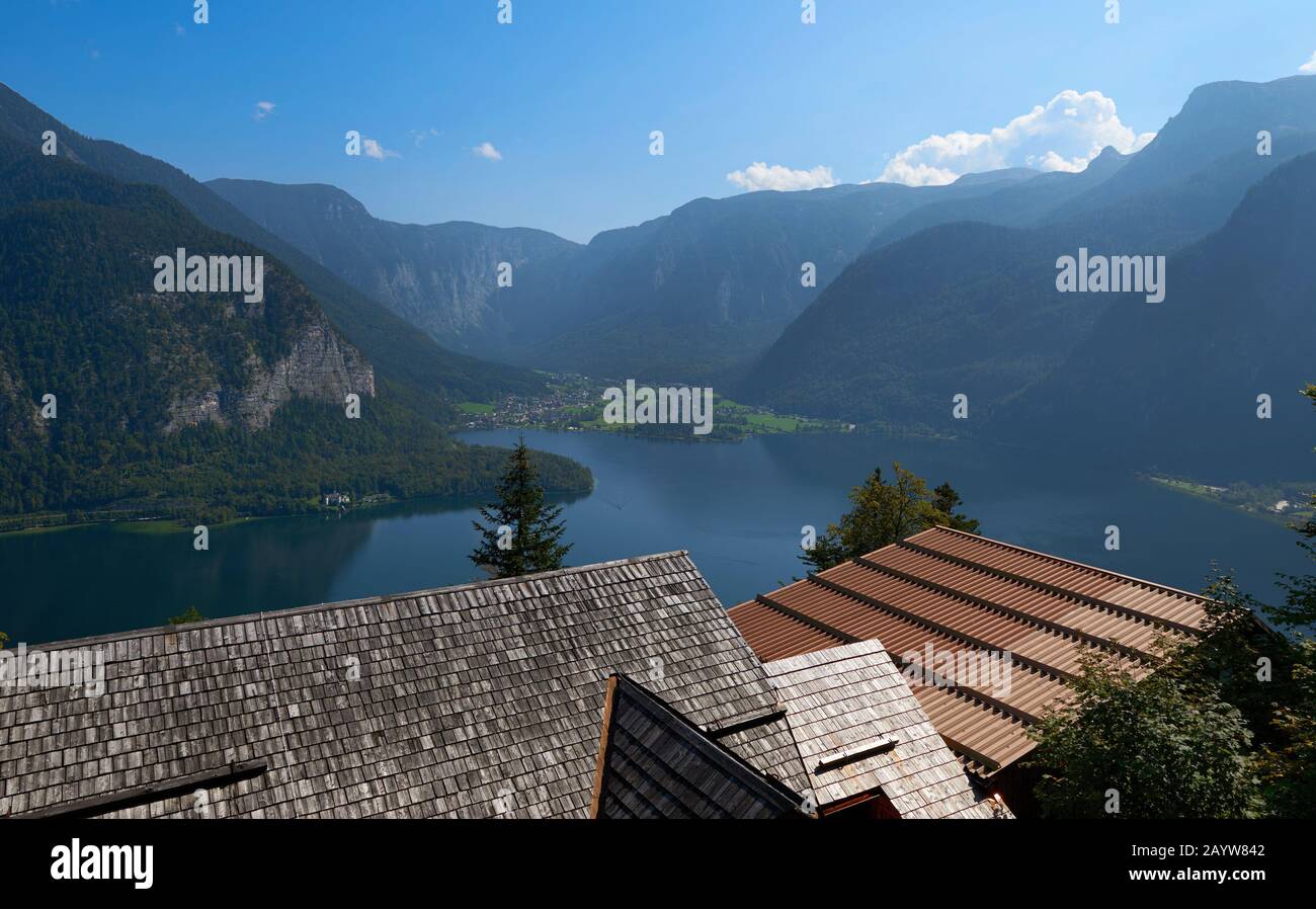 Lake view in Hallstatt town Stock Photo