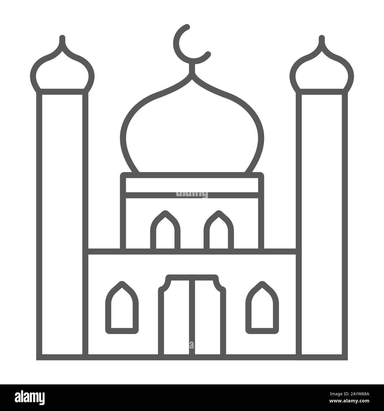 Mosque thin line icon, ramadan and islam, islamic building sign, vector  graphics, a linear pattern on a white background, eps 10 Stock Vector Image  \u0026 Art - Alamy, image size:1300x1390