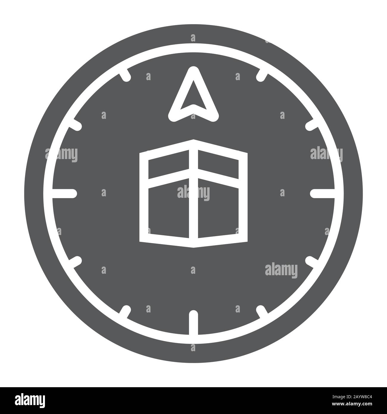 Qibla compass glyph icon, ramadan and islam, islamic compass sign
