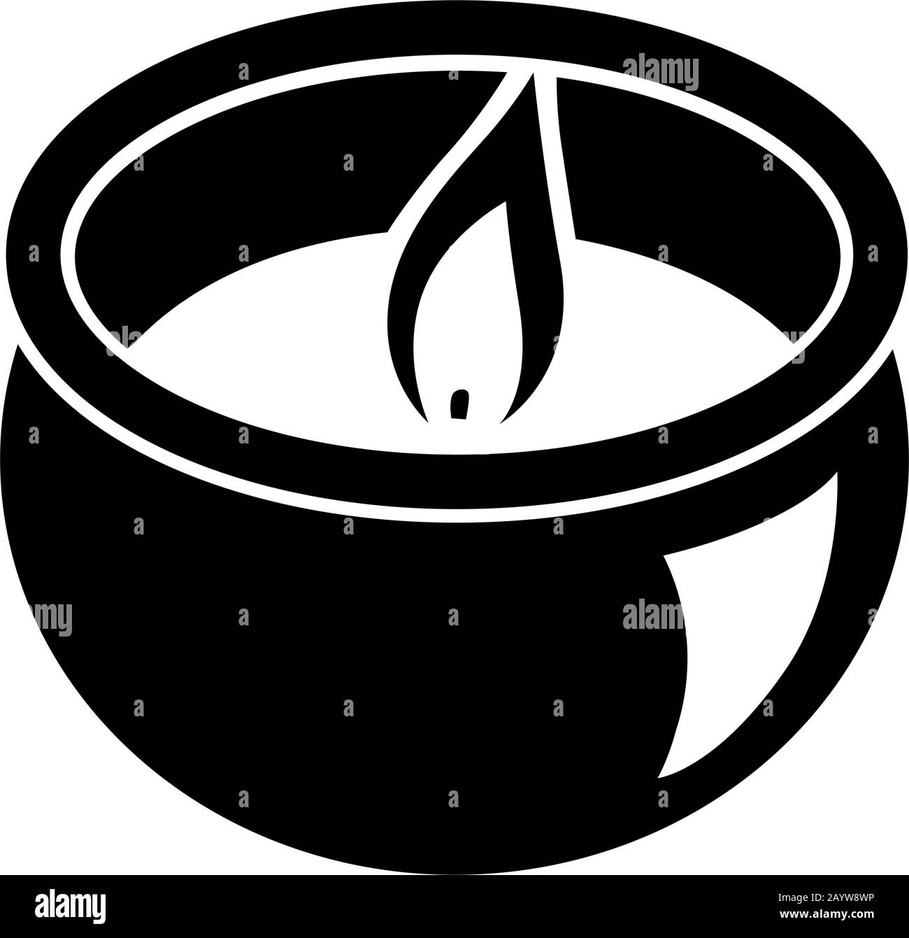 single candle, black vector graphic design element Stock Vector