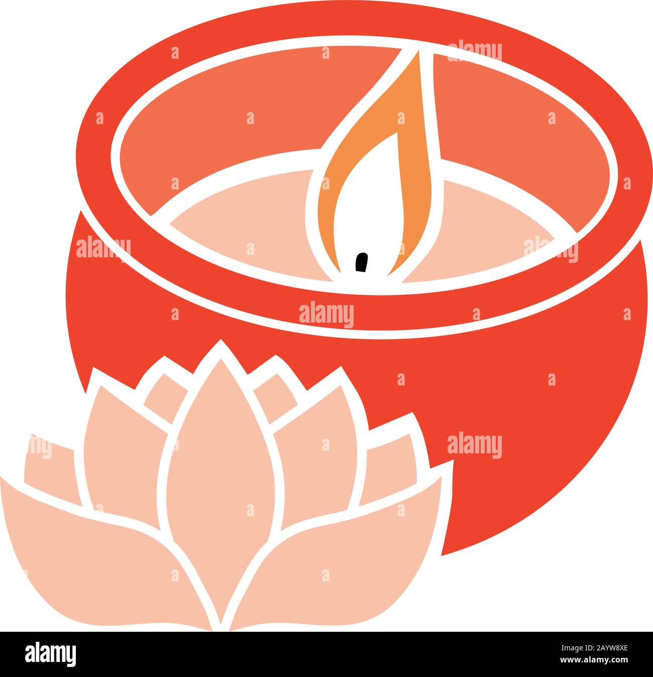 candle and lotus, vector graphic design element Stock Vector