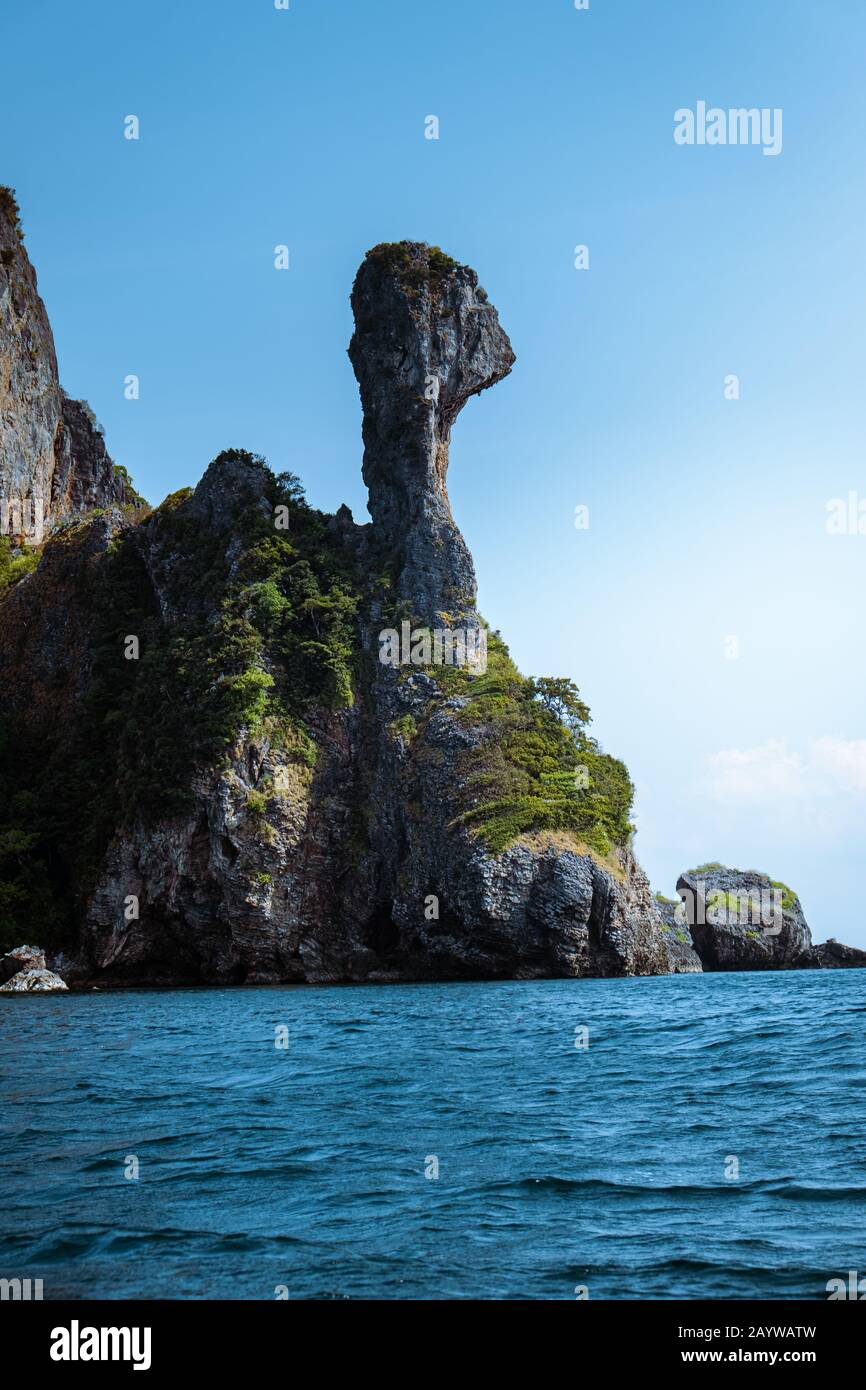 Krabi Thailand, Tropical cliffs and lime stone rock and Islands at Southern Thailand Stock Photo