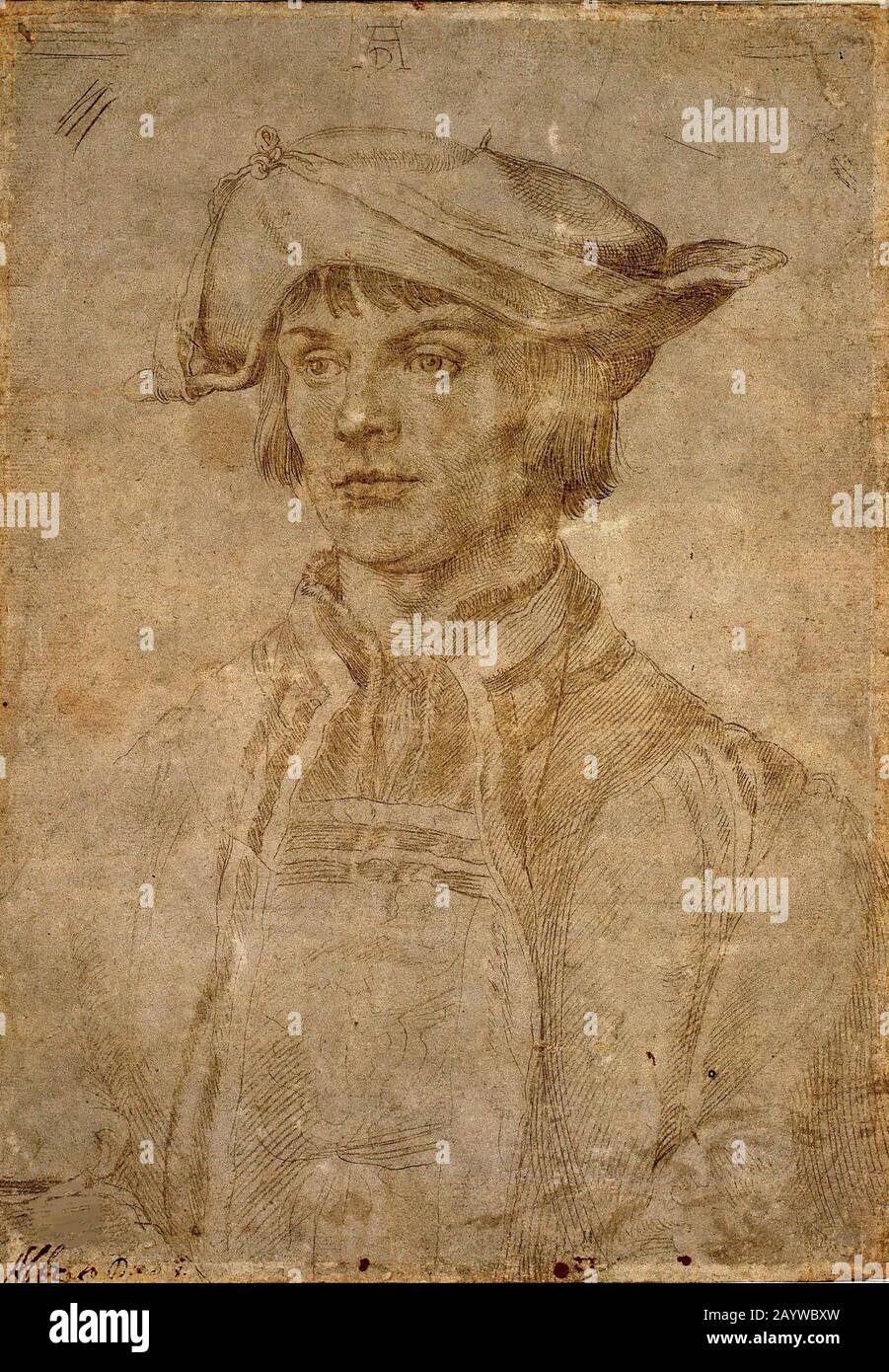 Portrait of Lucas van Leyden. Museum: Musée des Beaux-Arts, Lille. Author: Albrecht Dürer. Stock Photo