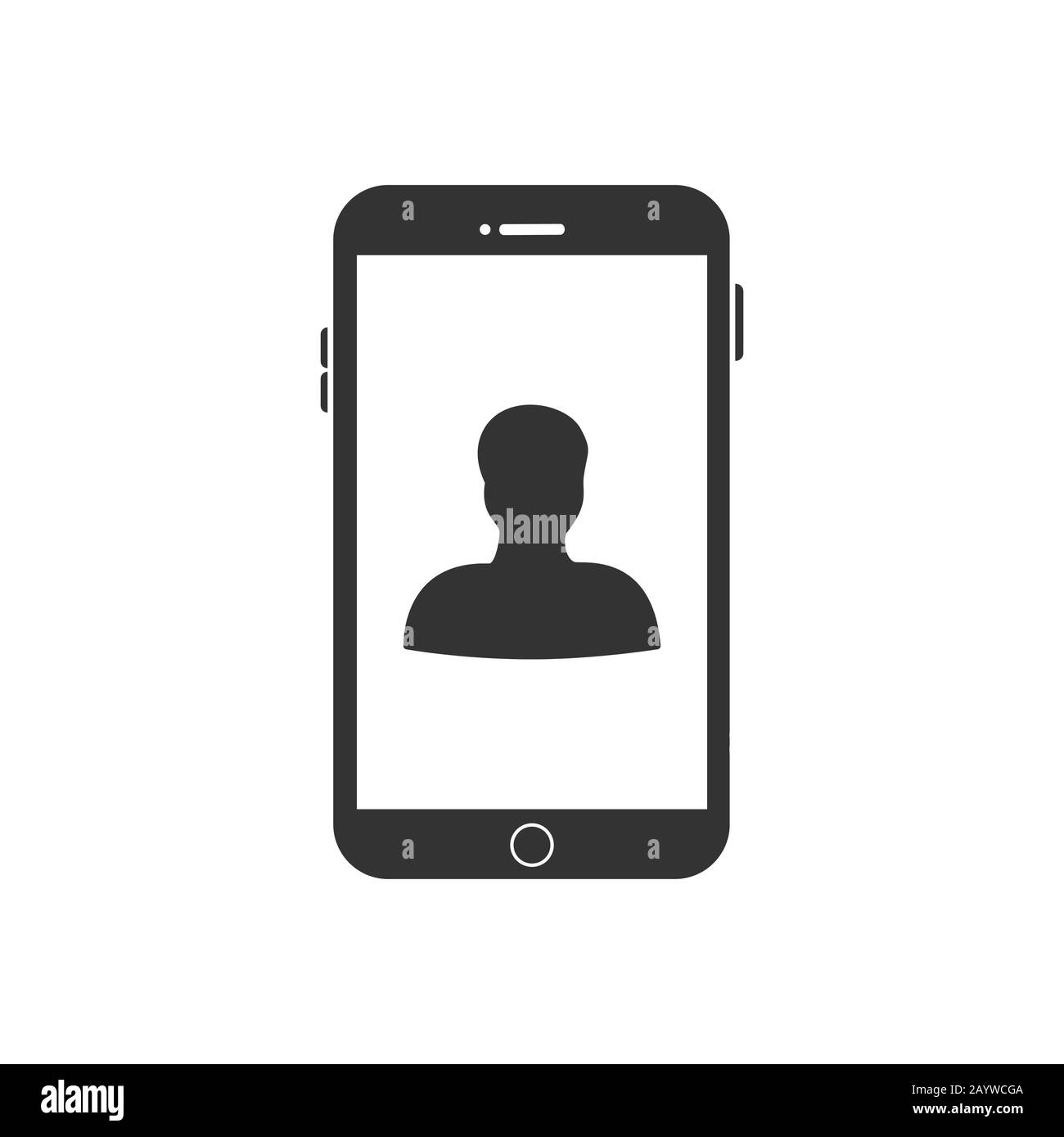 Smart-Phone User Icon - Person Profile Avatar Sign of Human Symbol glyph Vector illustration Stock Photo