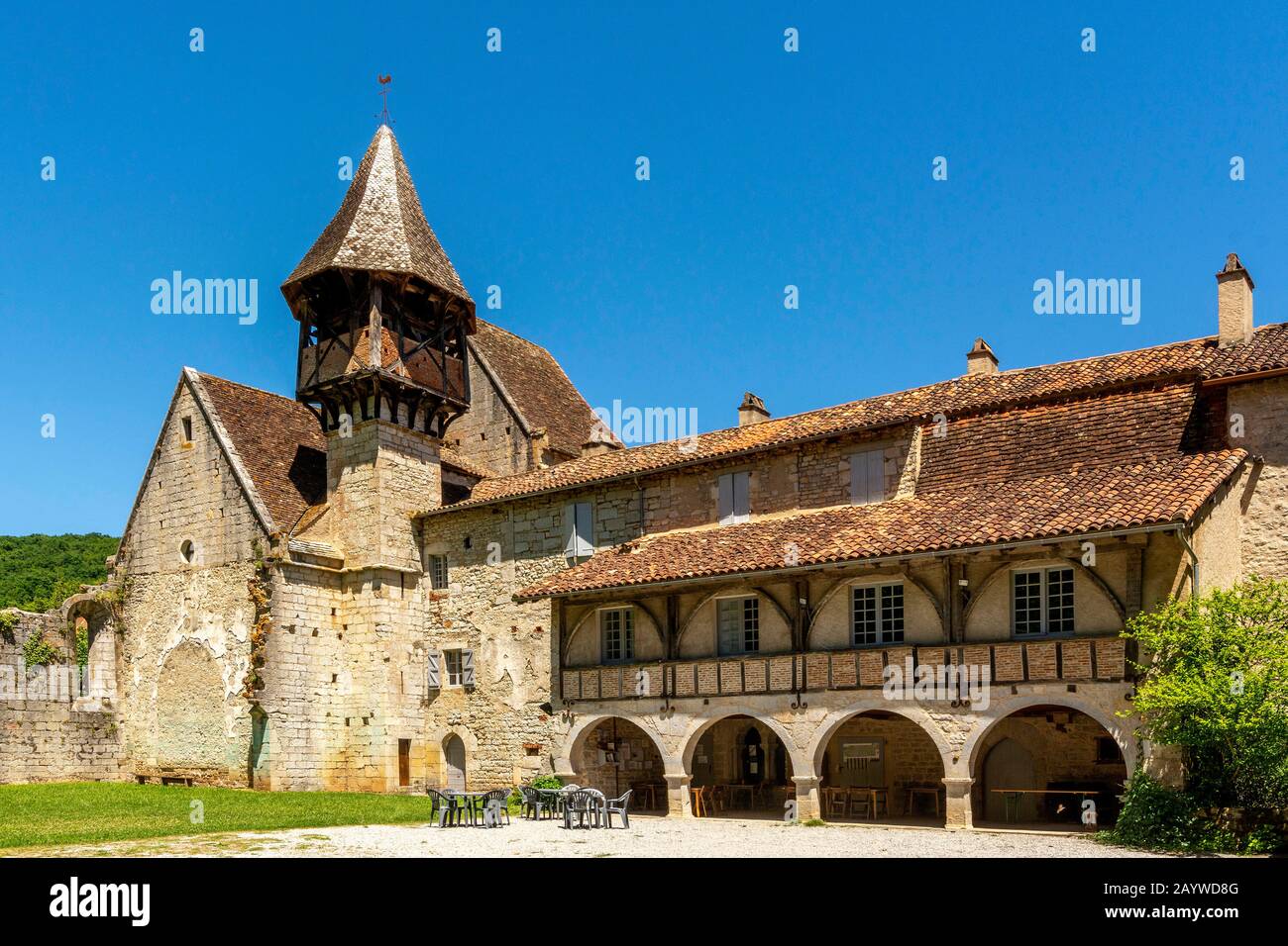 Priory of Espagnac Sainte Eulalie, valley of Cele, Lot, Occitanie, France Stock Photo