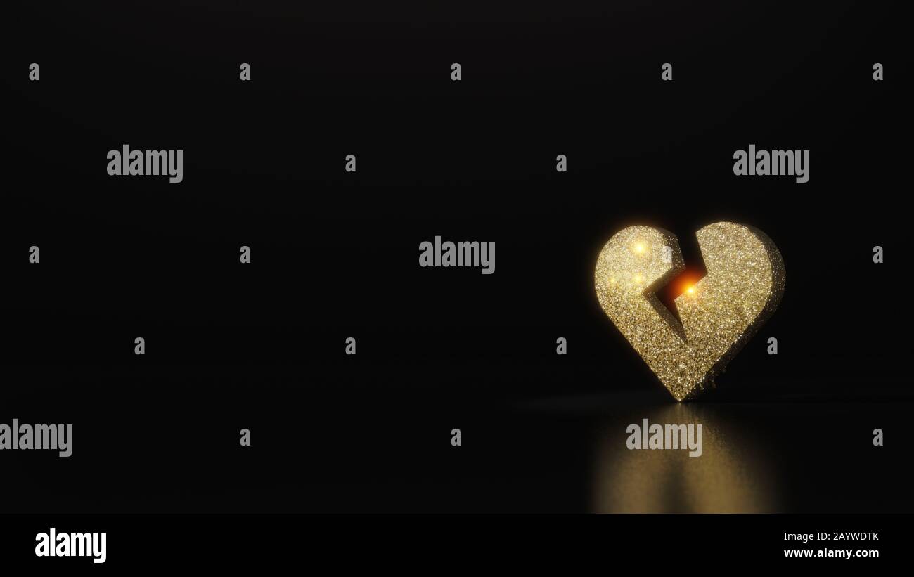 wallpapers Glitter Black And Gold Heart Wallpaper https www alamy com gold glitter symbol of heart with crack 3d rendering on dark black background with blurred reflection with sparkles image344152387 html
