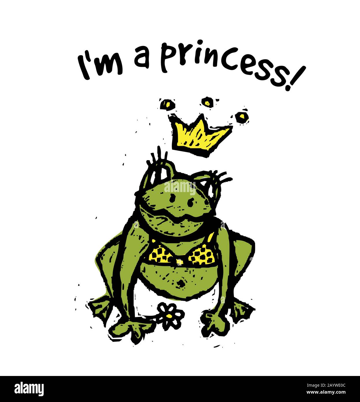 Frog princess in crown isolated on white Stock Vector