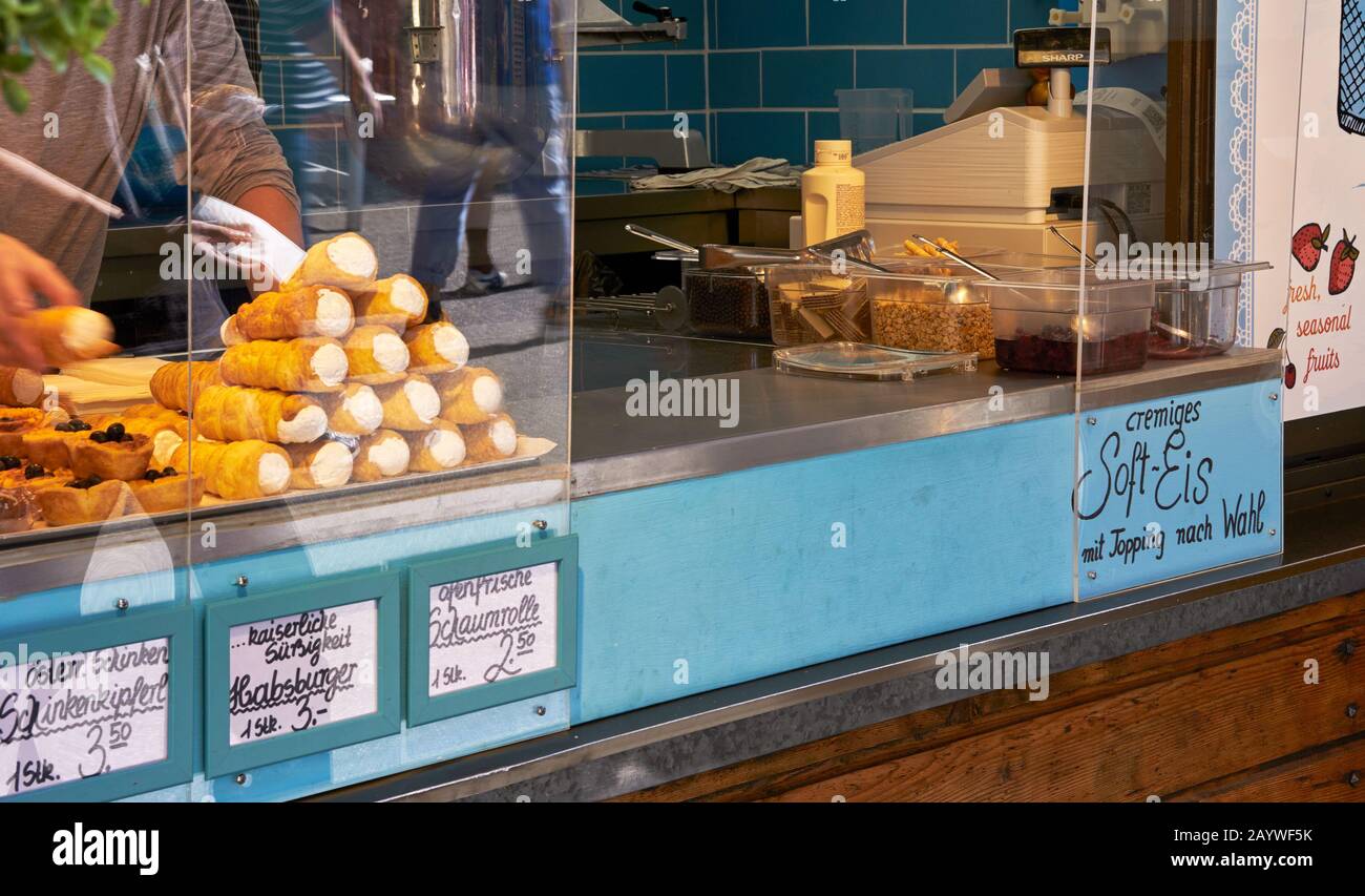 Traditional treats at the streets of Hallstatt town Stock Photo