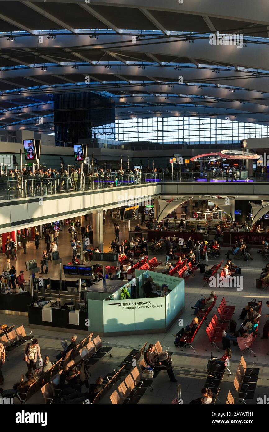 Heathrow Airport ,Treminal 5, Departures area, also known as London Heathrow, is a major international airport in London, United Kingdom.GB UK EU Stock Photo