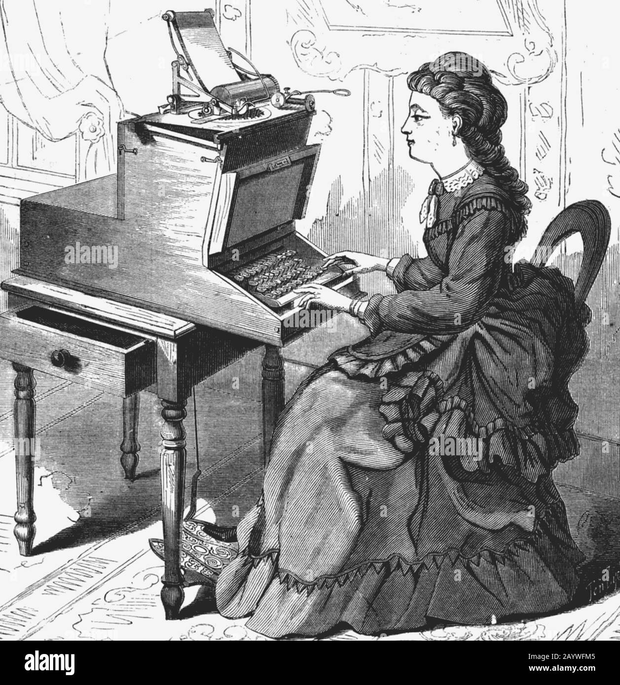SHOLES & GLIDDEN TYPEWRITER about 1875 Stock Photo
