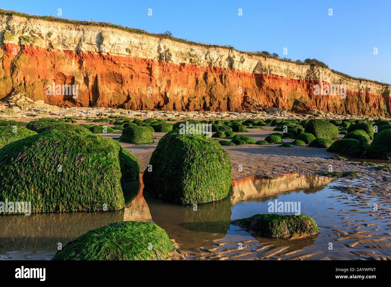 hunstanton coast norfolk county cliff strata geology from beach east ...