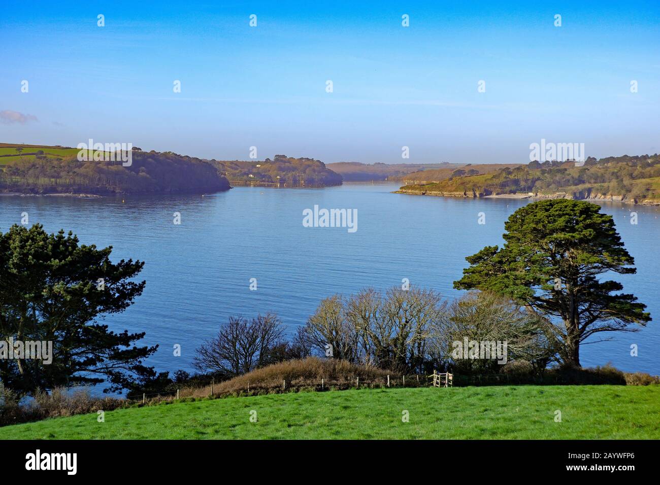 view over the helford river from mawnan smith in cornwall, england, uk. Stock Photo