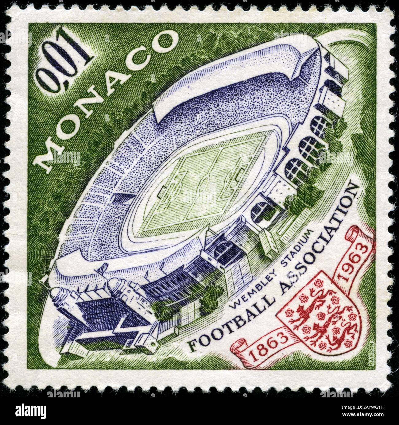 Wembley Stadium; Emblem of the English Football Association Stock Photo