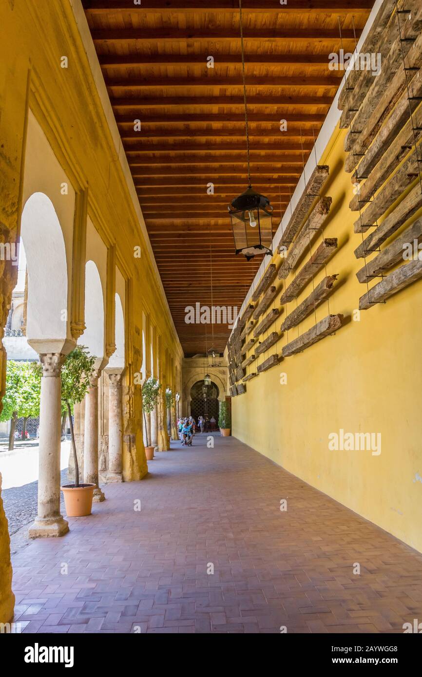 Gallery at the courtyard of the mosque cathedral in Cordoba, Spain Stock Photo