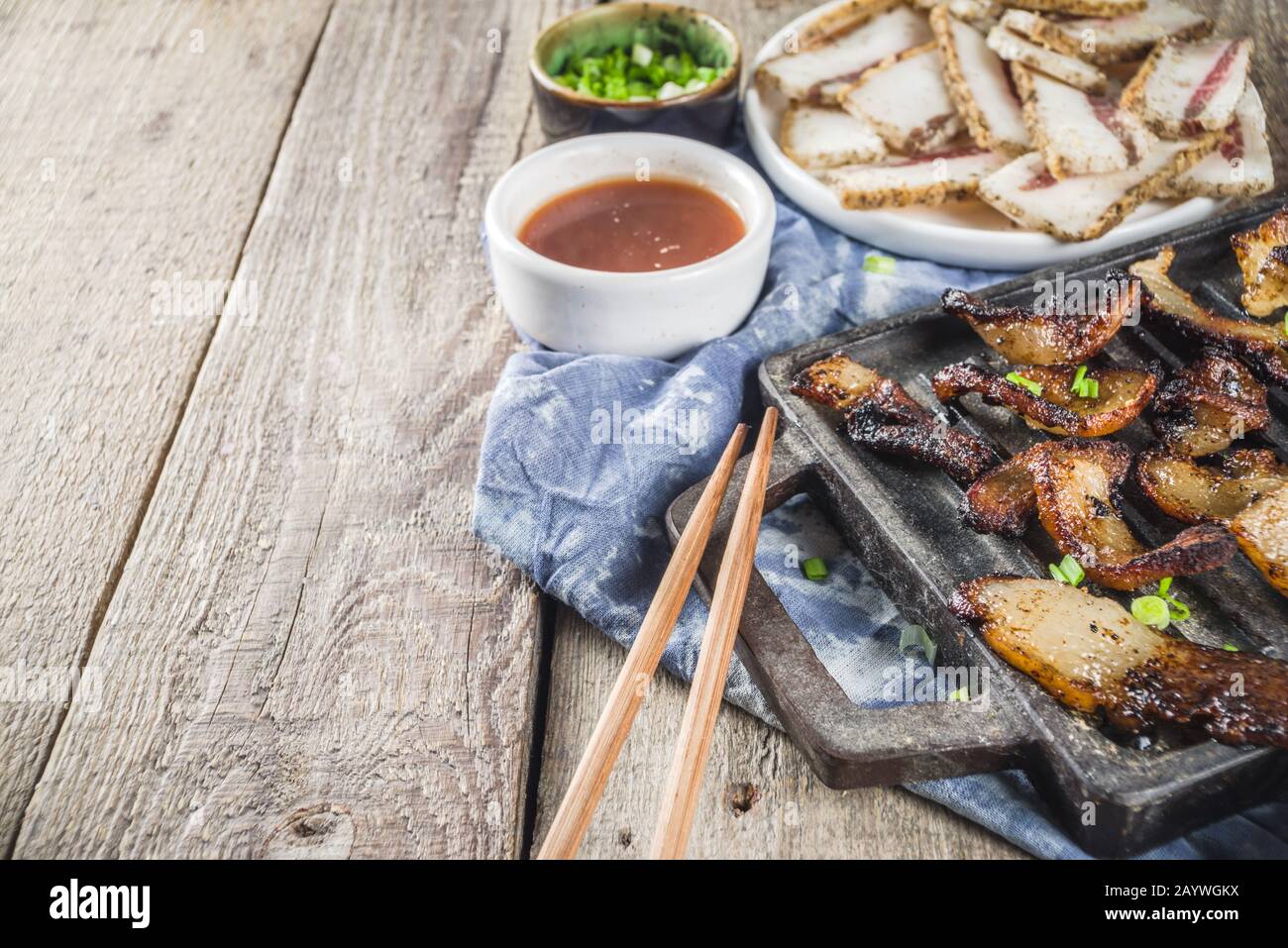 Korean traditional national food. Asian food. Korean food frozen pork