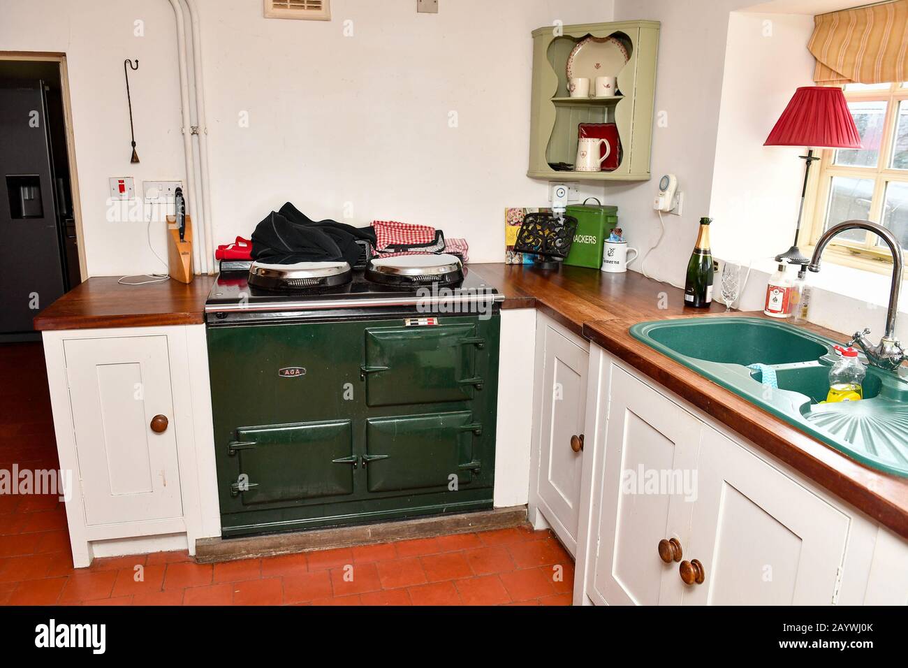 The kitchen in Shrubbery Farm in Longnor near Shrewsbury, a 300-year-old four bedroom farmhouse which 23-year-old Jemma Nicklin has won after buying two £2 tickets in a raffle organised by owner Mike Chatha. Stock Photo