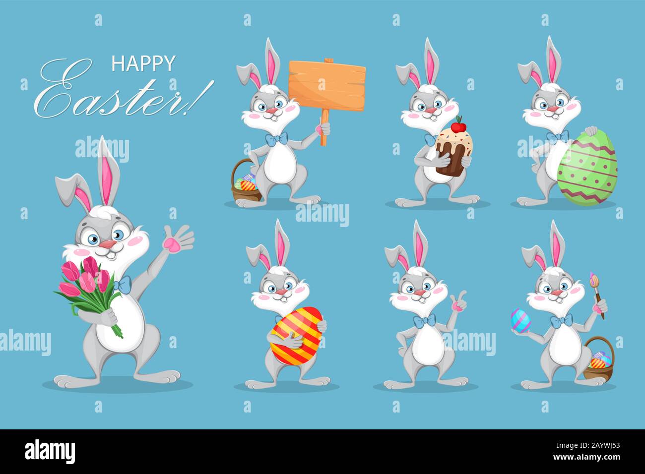Happy Easter, cute bunny. Funny cartoon rabbit, set of seven poses. Stock vector illustration Stock Vector Image & Art - Alamy Happy Easter, cute bunny. Funny cartoon rabbit, set of seven poses. Stock vector illustration Stock Vector Image & Art - Alamy
