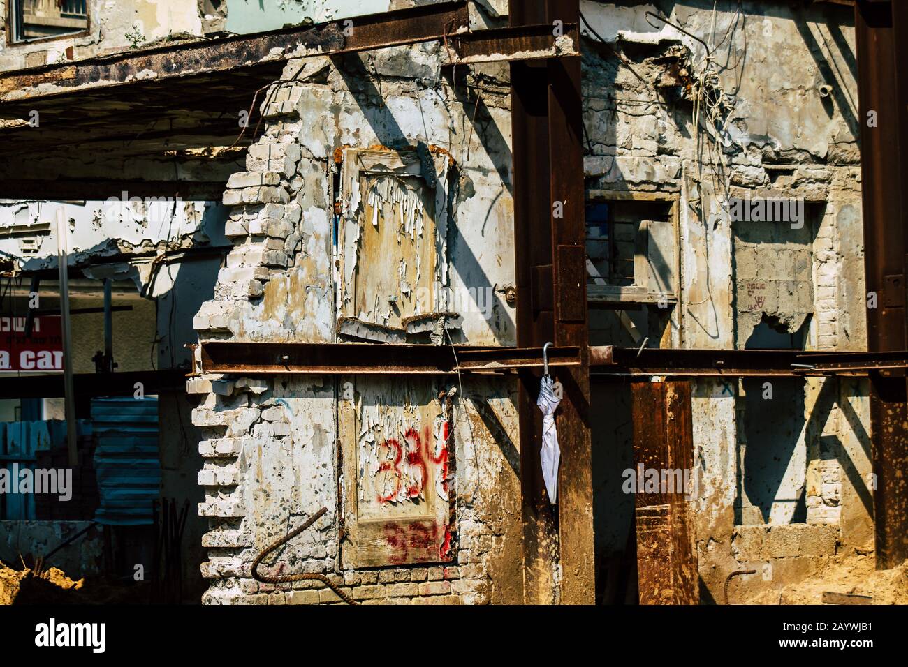 Tel Aviv Israel February 17, 2020 View of an old abandoned house being
