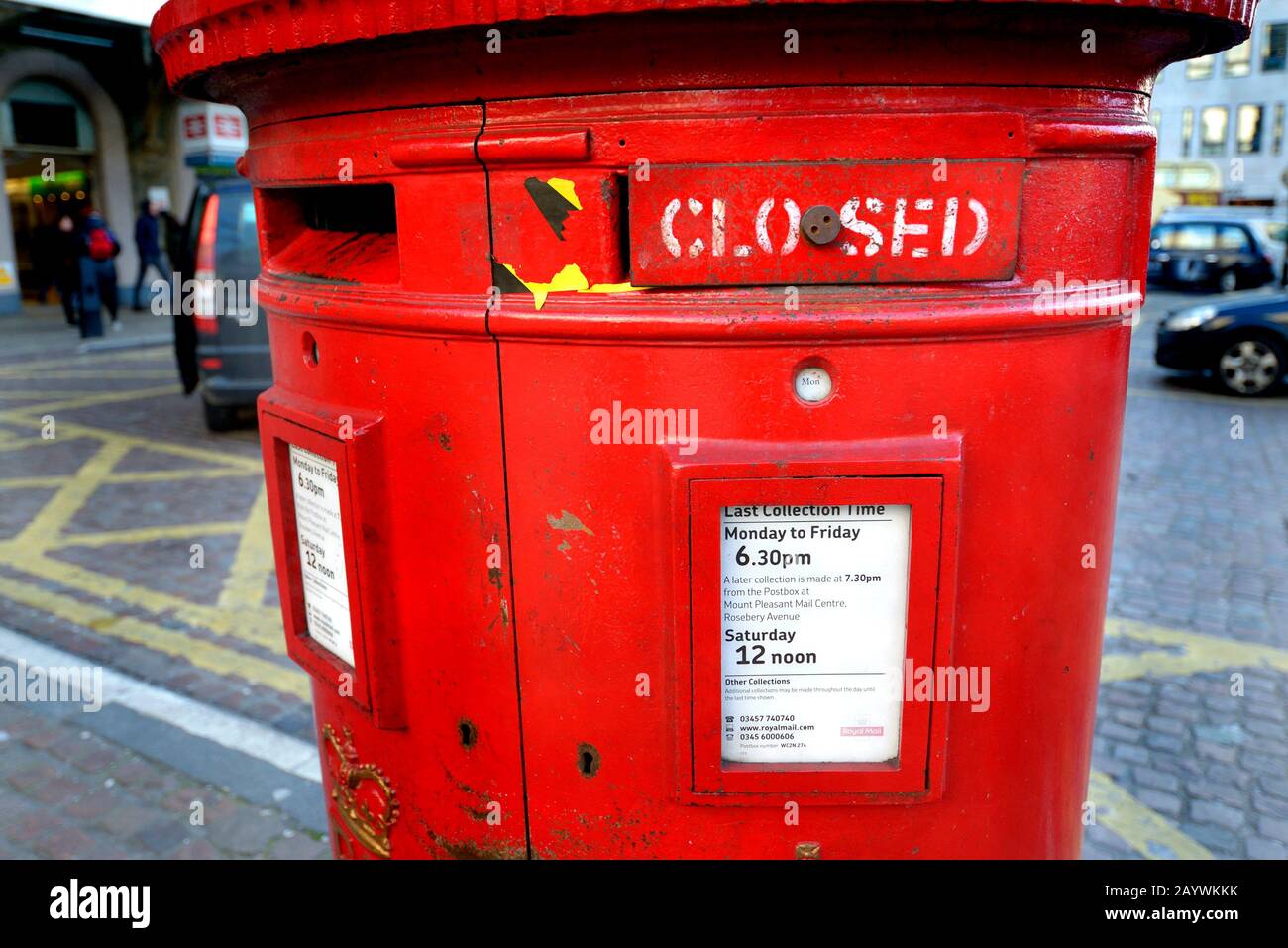 London, England, UK. Blocked-up pillar box in Charing Cross Stock Photo