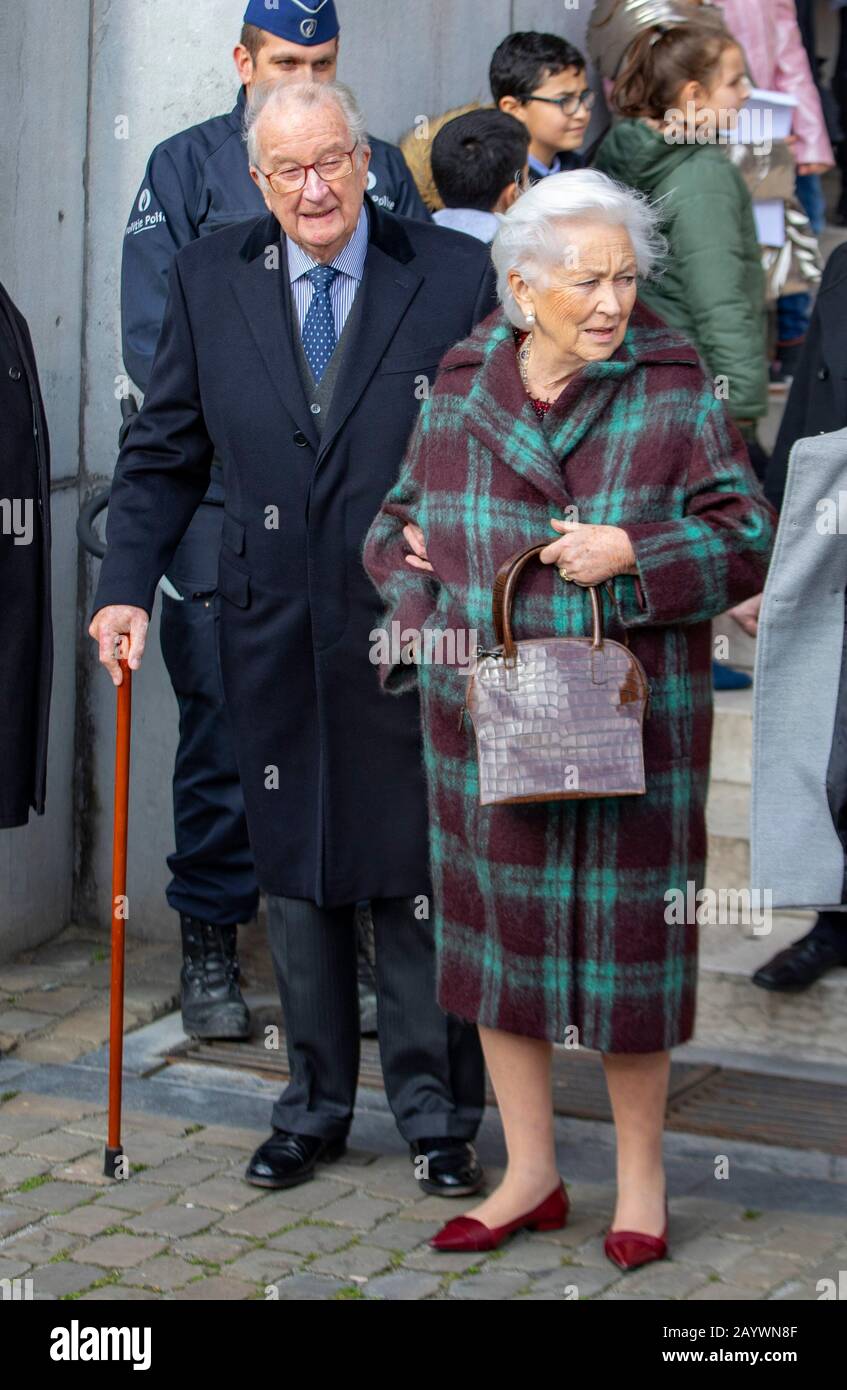 Brussels Belgium 17th Feb 2020 King Albert Ii And Queen Paola Of Belgium Leave At The Onze Lieve Vrouwkerk In Laken In Brussel On February 17 2020 After Attending The Annual Eucharistic Celebration In