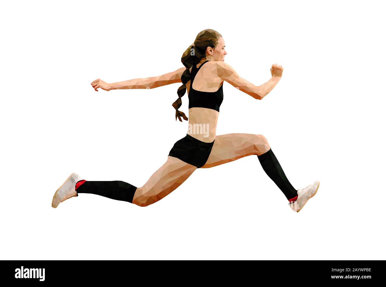 woman athlete jumping triple jump polygon vector Stock Photo