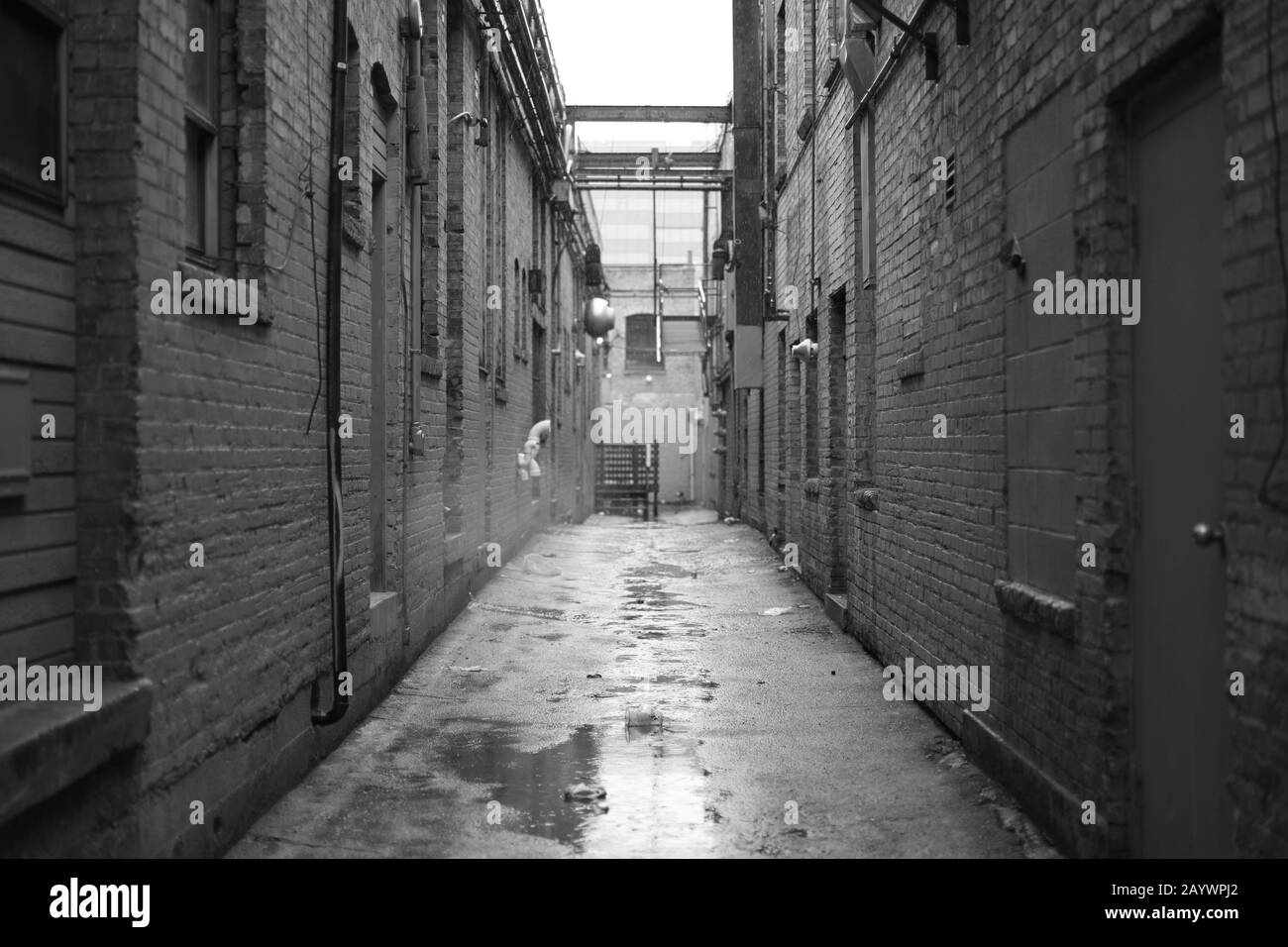 Street alley in the city on a rainy day Stock Photo