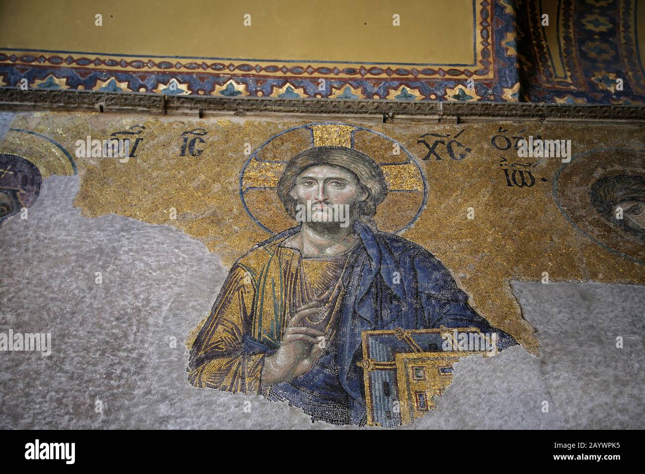 Turkey. Istanbul. Hagia Sofia. Christ Pantocrator Deesis. 12th or 13th century. Stock Photo