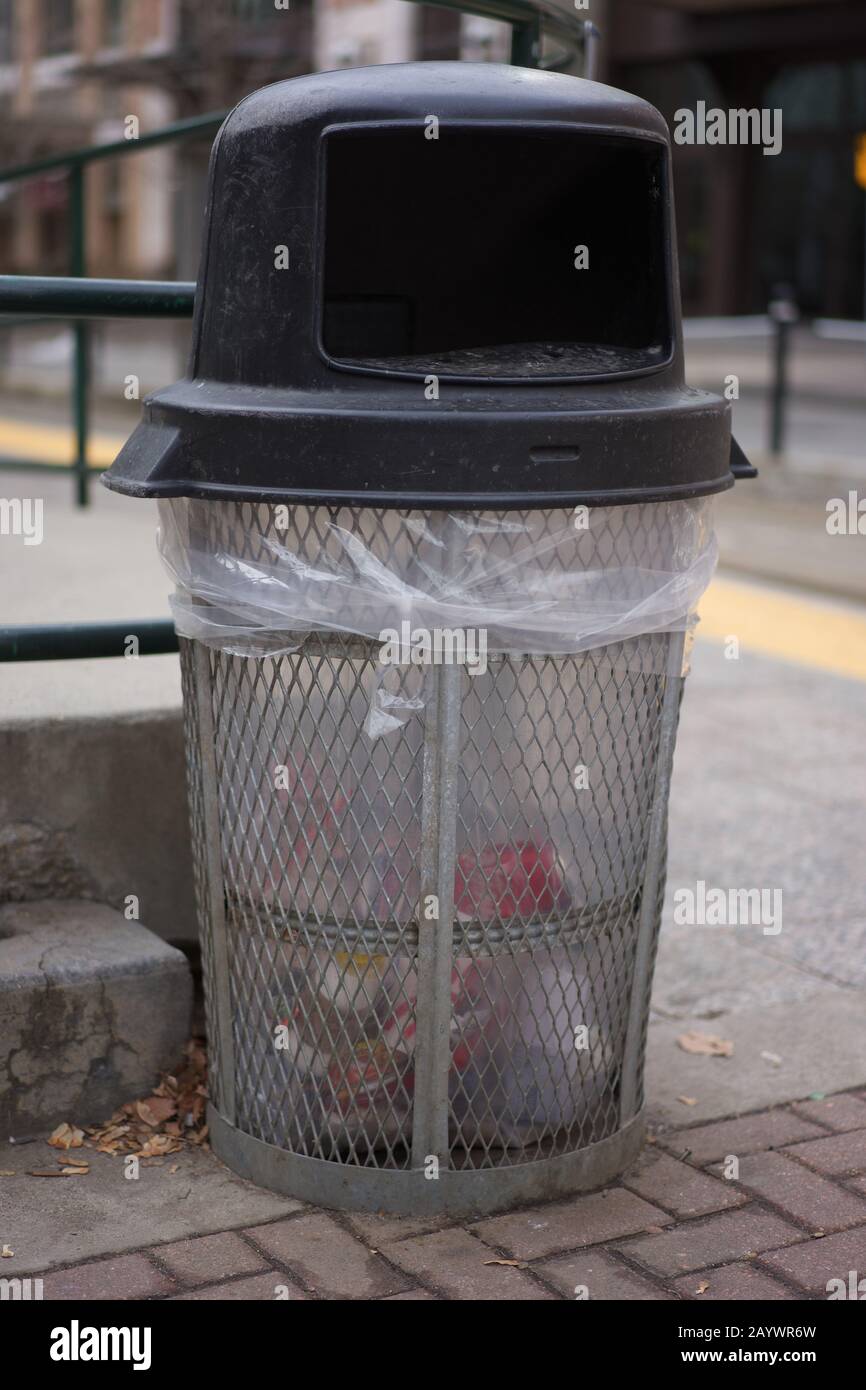 Garbage can in the city Stock Photo