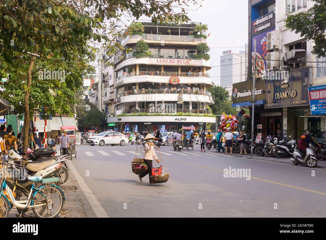 Hanoi Old Quarter - View from Hang Gai street towards the main square in Hanoi, Vietnam, Southeast Asia. Stock Photo